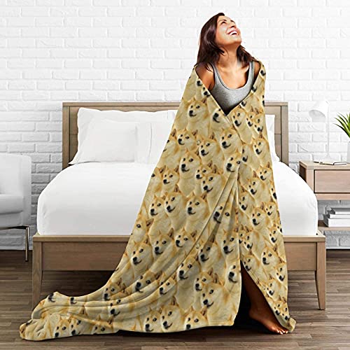 Throw Blanket Dogecoin Gold Coin Meme Ultra-Soft Micro Fleece Blanket for Couch Sofa Bed Living Room 50"X40"