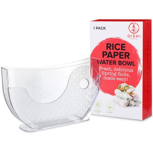 Oishi Tableware Rice Paper Water-Spring Roll Water Bowl,Rice Paper Holder for Rice Paper Wrappers for Spring Rolls,Summer Rolls. Spring Roll Maker,Banh trang holder 1 Pack Rice Paper Not Included