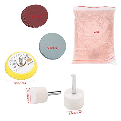 Glass Polishing Kit, Windscreen Scratch Removal Set Ceric Dioxide Abrasive Discs Polish Pads Felt for Removing Wiper Blade Damage, Scuffs