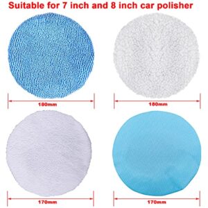 SIQUK 24 Packs Polishing Bonnet Pads (7 to 8 Inches) Including 12 Packs Microfiber Car Polishing Bonnet 4 Packs Waxing Bonnet 6 Packs Non-Woven Buffing pad and 2 Packs Cotton Bonnet for Car Polisher