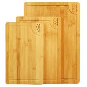 gold armour bamboo cutting board, (set of 3) kitchen chopping boards for meat cheese and vegetables, heavy duty butcher block