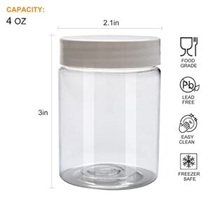 Woaiwo-q Plastic Jar with Lid, 4 oz Clear Plastic Storage Favor Jars, Empty Slime Containers with Lids for Food Storage, Beauty Products(White, Set of 30)