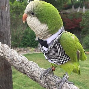 FORZENA Bird Clothes Birds Flight Suit,Tuxedo Business Suit for Parrots African Greys Parakeet Cockatiel Sun Conure Christmas Party Birthday Cosplay Photo Prop Small Animals Apparel (M,Grid Suit)