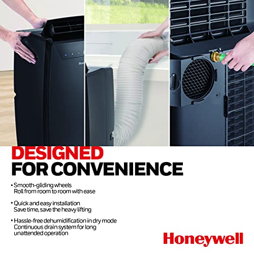 Honeywell 14,000 BTU / 53 Pint Portable Air Conditioner and Dehumidifier, Cools Rooms Up to 700 Sq. Ft, with Fan, Drain Pan, and Insulation Tape, (Black)