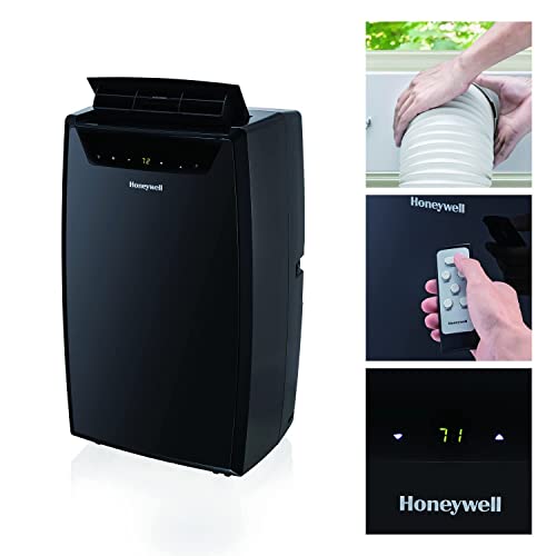 Honeywell 14,000 BTU / 53 Pint Portable Air Conditioner and Dehumidifier, Cools Rooms Up to 700 Sq. Ft, with Fan, Drain Pan, and Insulation Tape, (Black)