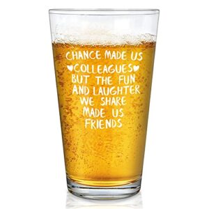 chance made us colleagues beer glass 15oz, funny coworkers beer pint glass gift for job leaving, going away, retirement, birthday, christmas - coworker gifts for coworker employees boss women men