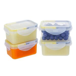 [4 pack]6.1oz small plastic food storage container set portion control mini bento box leaf-proof to-go container with lids