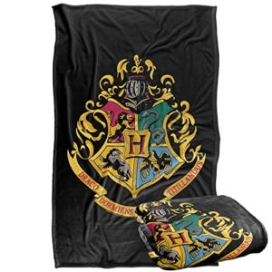 harry potter hogwarts crest black silky touch super soft throw blanket 36" x 58",hogwarts crest