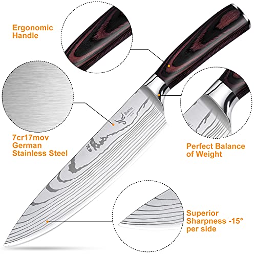 Bekhic Chef Knife - CKnife Pro Kitchen Knife 8-Inch Chef's Knife made of German High Carbon Stainless Steel ，Ergonomic Handle, Ultra Sharp