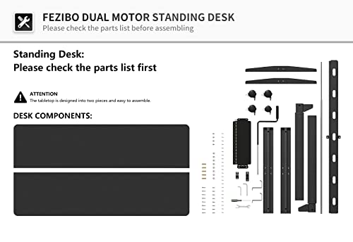 FEZIBO Crank Adjustable Height Standing Desk, 48 x 24 Inches Manual Stand up Desk, Sit Stand Desk with Handle, Home Office Desk with Black Top and Black Frame