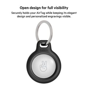 Belkin Apple AirTag Secure Holder with Key Ring - Durable Scratch Resistant Case With Open Face & Raised Edges - Protective AirTag Keychain Accessory For Keys, Pets, Luggage & More - Black