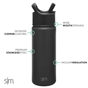 Simple Modern Kids Water Bottle with Straw Lid Vacuum Insulated Stainless Steel Metal Thermos Bottles | Reusable Leak Proof BPA-Free Flask for School | Summit Collection | 18oz, Alpenglow