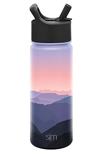 Simple Modern Kids Water Bottle with Straw Lid Vacuum Insulated Stainless Steel Metal Thermos Bottles | Reusable Leak Proof BPA-Free Flask for School | Summit Collection | 18oz, Alpenglow