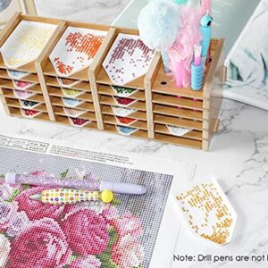 24 Grids Diamond Painting Tray Holder, Multi-Boat Trays Organizer Drill Pens Holder, Diamond Art Accessories Tools with 21 Trays