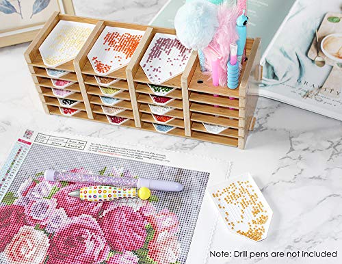 24 Grids Diamond Painting Tray Holder, Multi-Boat Trays Organizer Drill Pens Holder, Diamond Art Accessories Tools with 21 Trays