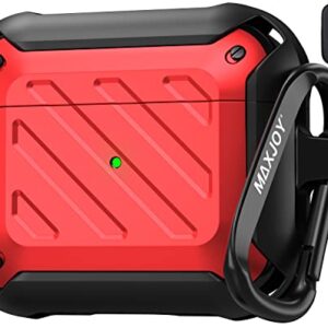 Maxjoy for Airpods 3 Case Cover 2021, Airpods 3 Protective Case Gen 3 Rugged Hard Shell Shockproof Cover with Keychain Compatible with Apple Airpods 3rd Generation Charging Case 2021, Red