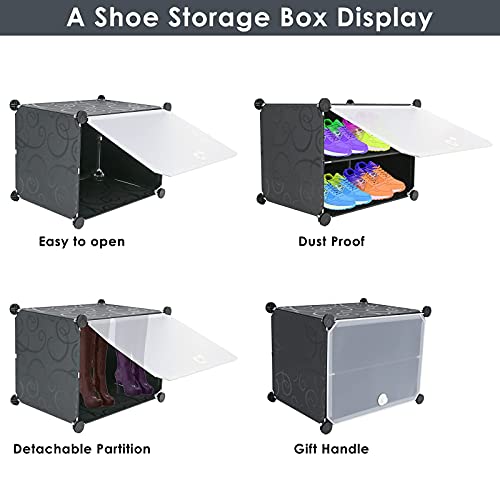 WerkWeit Portable Shoe Storage 6-Tier Shoes Rack 24 Pairs Plastic Cube Storage Tower Shelves for Storage Shoe Cabinet Shoe Rack for Entryway, Hallway and Closet for Shoes, Slippers, Boots Storage