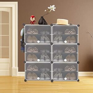 WerkWeit Portable Shoe Storage 6-Tier Shoes Rack 24 Pairs Plastic Cube Storage Tower Shelves for Storage Shoe Cabinet Shoe Rack for Entryway, Hallway and Closet for Shoes, Slippers, Boots Storage