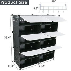 WerkWeit Portable Shoe Storage 6-Tier Shoes Rack 24 Pairs Plastic Cube Storage Tower Shelves for Storage Shoe Cabinet Shoe Rack for Entryway, Hallway and Closet for Shoes, Slippers, Boots Storage