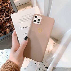 Ownest Compatible for iPhone 11 Pro Case for Soft Liquid Silicone Heart Pattern Slim Protective Shockproof Case for Women Girls for iPhone 11 Pro-Brown