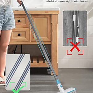 SEVENMAX Floor Scrub Brush with Long Handle, Deck Grout Brush 2 in 1 Scrubber Brush Stiff Bristles Adjustable Carpet Cleaning Brush for Kitchen, Tub, Bathroom, Tile