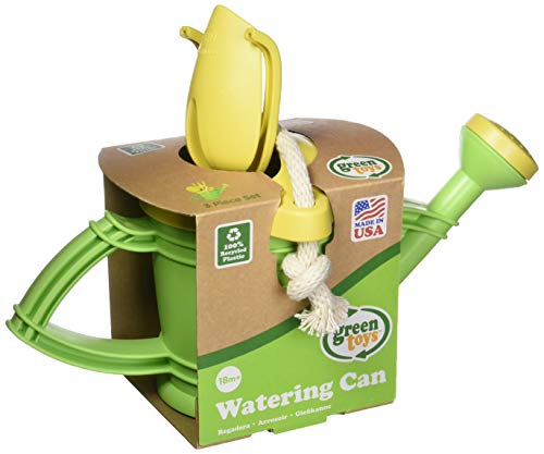 Green Toys Watering Can, Green 4C - Pretend Play, Motor Skills, Kids Outdoor Role Play Toy. No BPA, phthalates, PVC. Dishwasher Safe, Recycled Plastic, Made in USA, Yellow