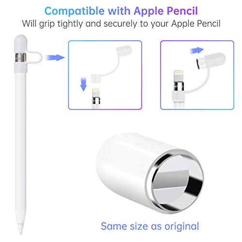 Magnetic Replacement Cap and Charger Adapter for Apple Pencil 1st Generation (with Silicone Protective Cap Holder)