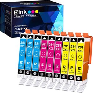 e-z ink (tm compatible ink cartridge replacement for canon cli-281xxl cli281xxl 281xxl to use with tr7520 tr8520 ts6120 ts6220 ts6320 ts8120 ts8220 ts9120 ts9520 ts9521c ts702 printer (9 pack)
