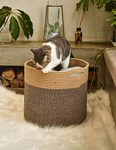 Goodpick Jute Rope Basket with Handles for Toys (Set of 2)