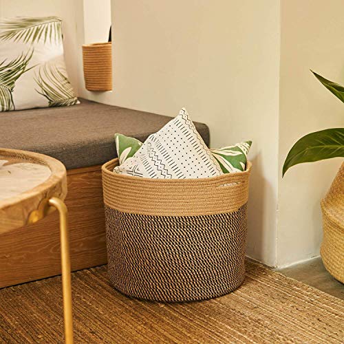 Goodpick Jute Rope Basket with Handles for Toys (Set of 2)