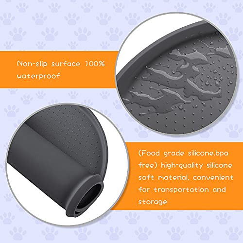 Yacee Silicone Dog Food Mat Waterproof, Easy Clean in Dishwasher, Pet and Cat Mats 0.5" Raised Edges, Placemat Tray to Stop Food Spills and Water Bowl Messes on Floor Large (Small, Gray)