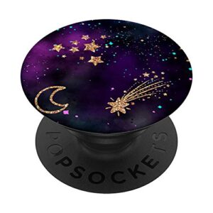 galaxy space in yellow cyan purple green blue black aehp657 popsockets popgrip: swappable grip for phones & tablets