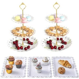Set of 5pcs Cupcake Stand and Dessert Fruit Snack Tower Tray for Wedding Home Birthday Tea Party Serving Platter