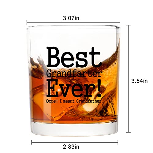 Funny Grandpa Whiskey Glass 10Oz - Best Grandfarter Ever I Meant Grandfather Old Fashioned Whiskey Glass, Gag Gift for Grandpa, New Grandpa, Scotch Glass Gift for Father’s Day Birthday Christmas