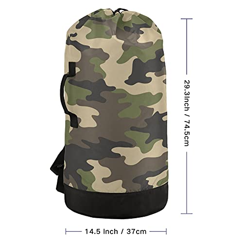 Ollabaky Modern Camouflage Laundry Bag Backpack, Durable Nylon Laundry Backpack with Adjustable Shoulder Strap and Drawstring Closure, Hanging Laundry Bag for Home Laundromat College Travel