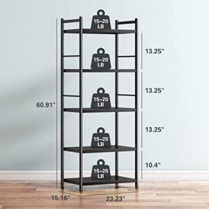 Denkee 5-Tier Kitchen Baker's Rack, Heavy Duty Free Standing Baker's Rack for Kitchens Storage with Rolling Wheels, Upgraded Industrial Microwave Oven Stand Rack (23.6 L x 14.6 W x 62.99 H)