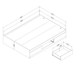 South Shore Fusion Mates Bed with 3 Drawers, Full, Pure White