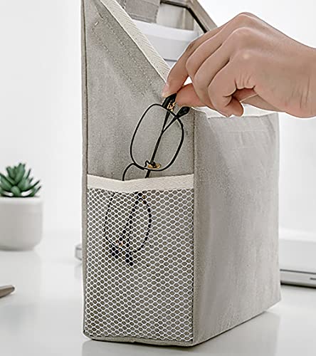 DRON TOOON Fabric Wall Hanging Storage Caddy Bag Over the Door Pouch Organizer for Bedroom Bathroom Kitchen, Grey Grid