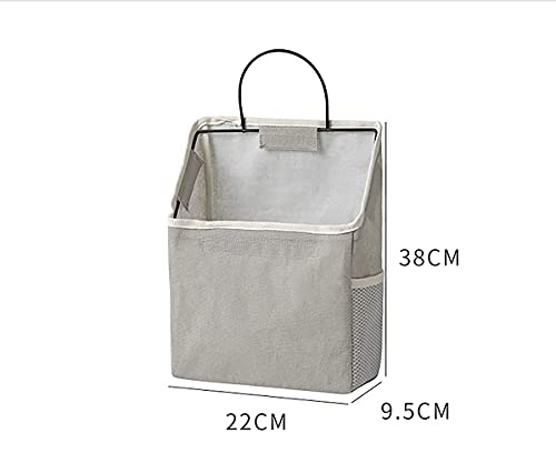 DRON TOOON Fabric Wall Hanging Storage Caddy Bag Over the Door Pouch Organizer for Bedroom Bathroom Kitchen, Grey Grid