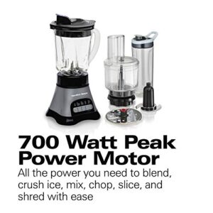 Hamilton Beach Wave Crusher Blender with 40oz Jar, 3-Cup, Grey & Black (58163) & 6-Speed Electric-Hand Mixer, Beaters and Whisk, with Snap-On Storage Case, White