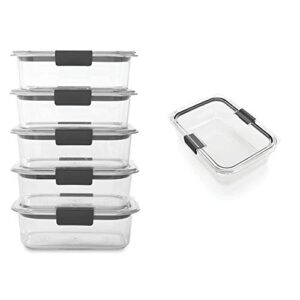 rubbermaid brilliance food storage container, bpa free plastic, medium, 3.2 cup, 5 pack, clear & brilliance food storage container, large, 9.6 cup, clear 1991158