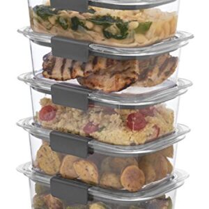 Rubbermaid Brilliance Food Storage Container, BPA free Plastic, Medium, 3.2 Cup, 5 Pack, Clear & Brilliance Food Storage Container, Large, 9.6 Cup, Clear 1991158