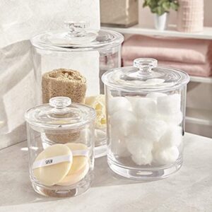 ZOOFOX Set of 4 Acrylic Apothecary Jars, 45 oz/ 30 oz/ 15 oz Clear Plastic Jar with Lid, Bathroom Vanity Laundry Container Holder for Candy, Cotton Swab Ball, Q-Tips, Bath Salt, Pods, Clothes Pins, Scent Boosters