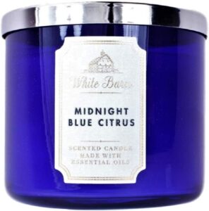 bath and body works, white barn 3-wick candle w/essential oils - 14.5 oz - 2021 core scents! (midnight blue citrus)