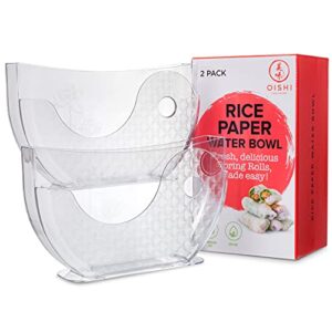 rice paper water bowl - spring roll water bowl, rice paper holder for rice paper wrappers for spring rolls, summer rolls. spring roll maker, banh trang holder (2 pack)- rice paper not included