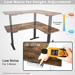 TOPSKY 3-Motor Electric Adjustable Standing and Sitting Computer Desk with 3 Legs for Home and Office 270lb Weight Capacity (Black Frame Only)