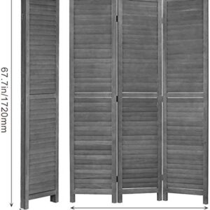 Room Dividers 3 Panel Partition Room Dividers 5.6 Ft Tall Privacy Wall Foldable Room Divider Privacy Screen Wood Screen Room Separator for Home Office Bedroom Restaurant , Gray