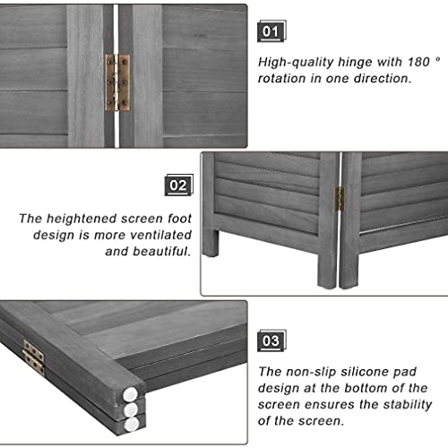 Room Dividers 3 Panel Partition Room Dividers 5.6 Ft Tall Privacy Wall Foldable Room Divider Privacy Screen Wood Screen Room Separator for Home Office Bedroom Restaurant , Gray