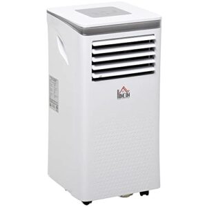 homcom 10000 btu mobile portable air conditioner for home office cooling, dehumidifier, and ventilating with remote control, white