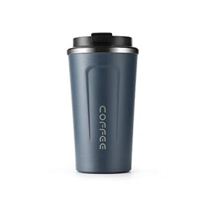 mucr vacuum travel mug 18oz, double wall stainless steel insulated coffee cups with snap lid, vacuum cup for coffee,tea and soda, blue